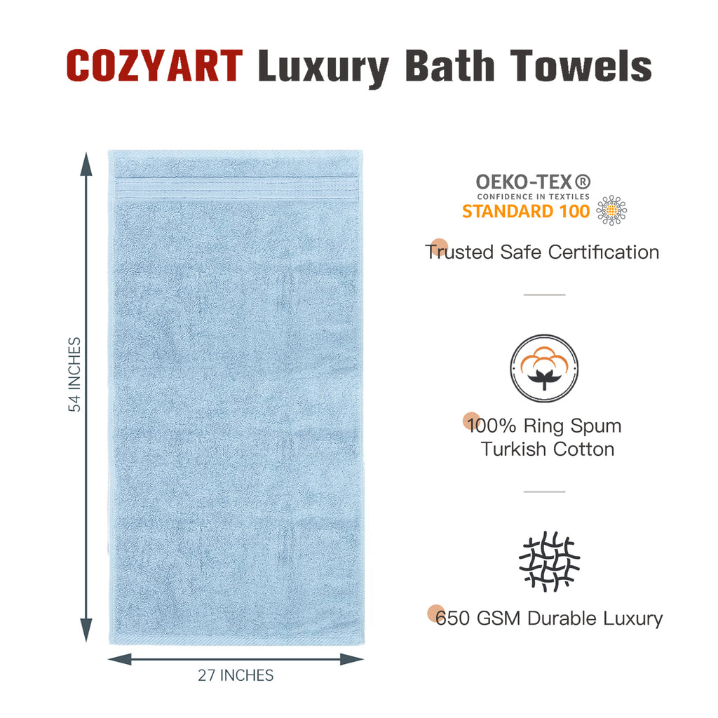Light Blue 4 Piece Luxury Bath Towels