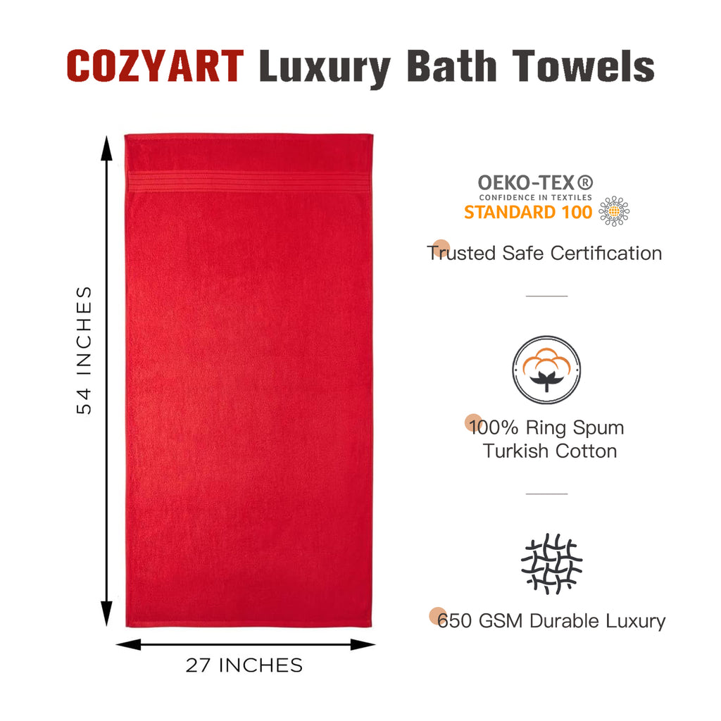 Red 4 Piece Luxury Bath Towels