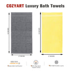 4 Piece Luxury Bath Towels  Grey+Yellow