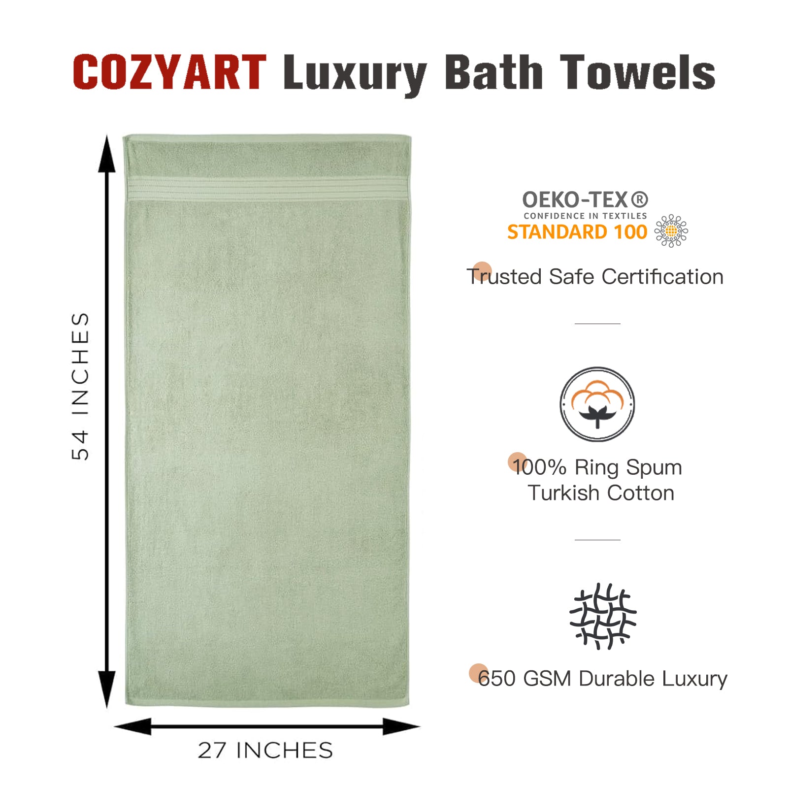 Desert Sage Green 4 Piece Luxury Bath Towels