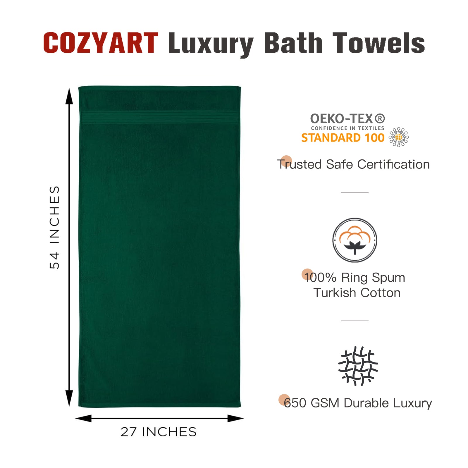 Dark Green 4 Piece Luxury Bath Towel