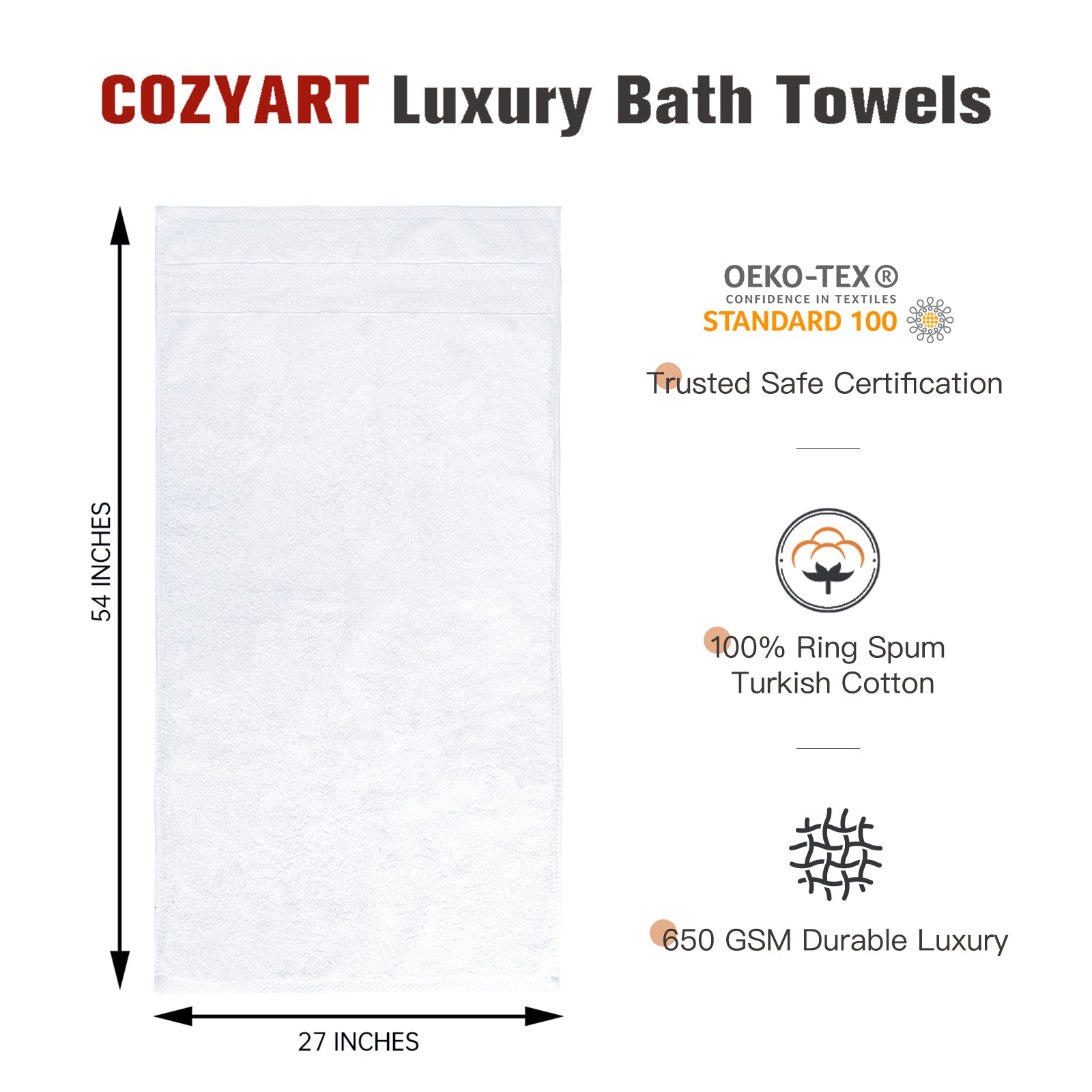 White 4 Piece Luxury Bath Towels