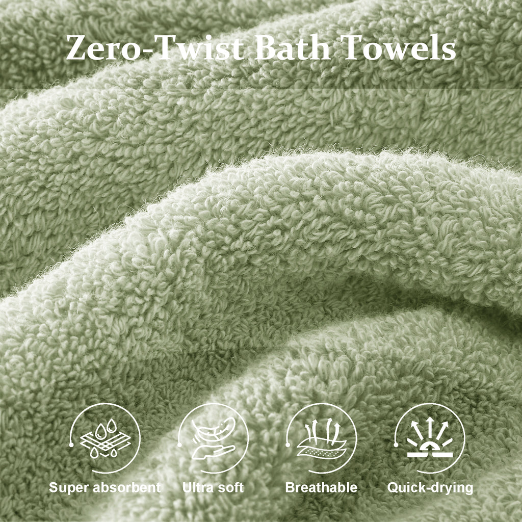 Sage Green Bath Towels Set 6 Piece