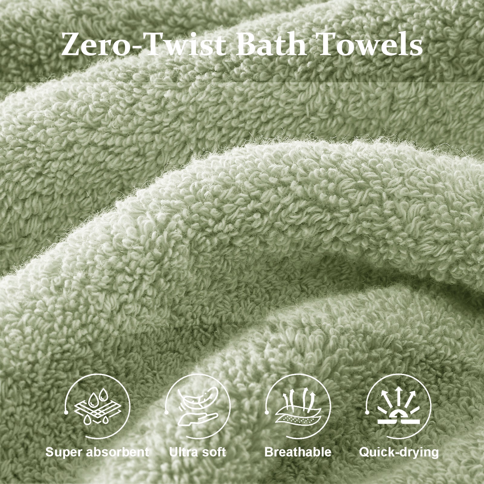 Sage Green Bath Towels Set 6 Piece