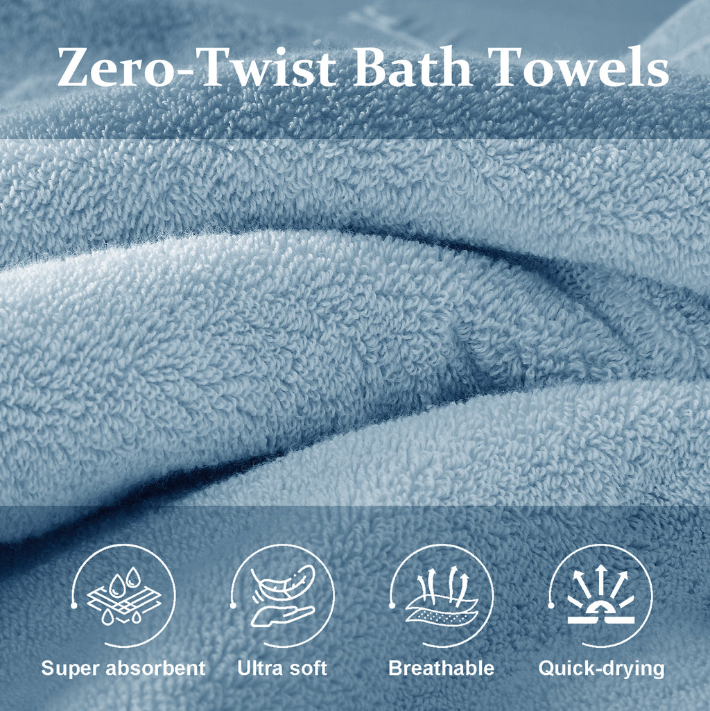 Light Blue 4 Piece Luxury Bath Towels