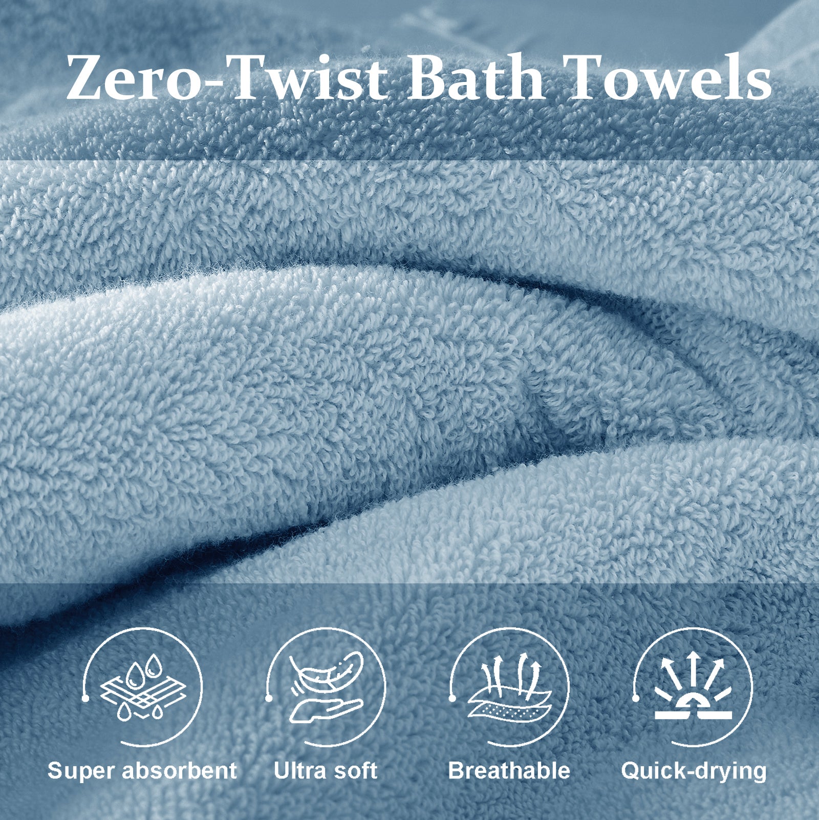 Light Blue 4 Piece Luxury Bath Towels