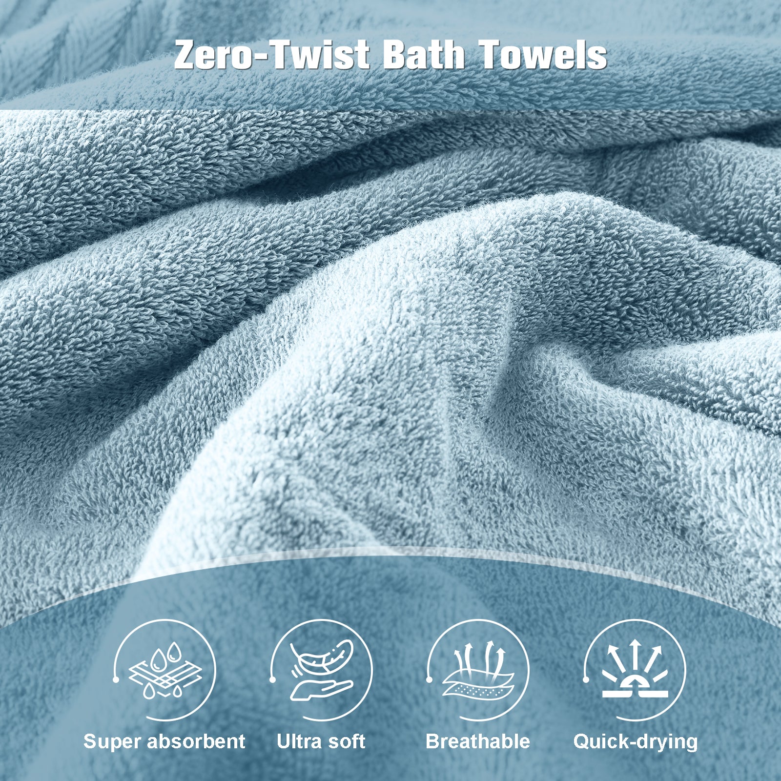 Pink+Light Blue 4 Piece Luxury Bath Towels