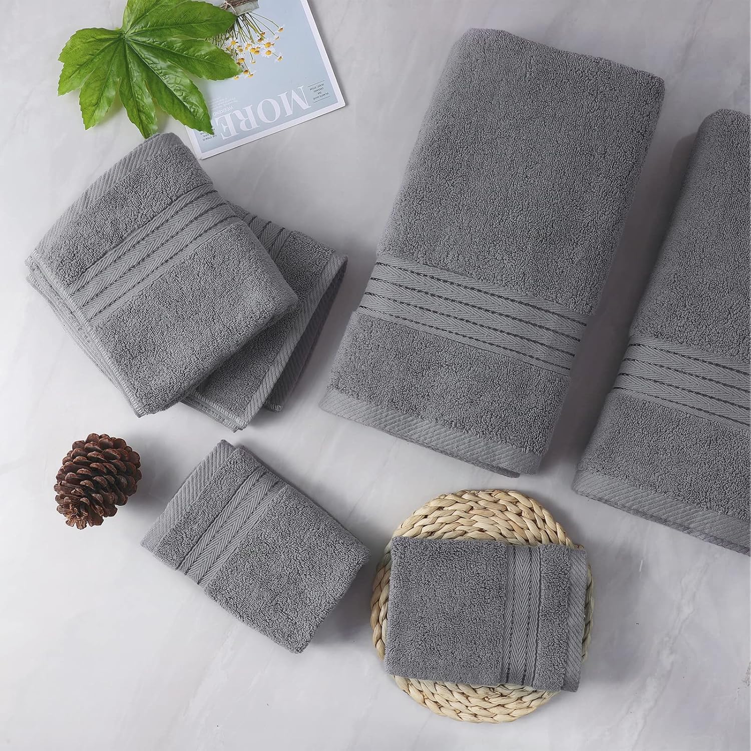 Grey Bath Towel Set 6pcs