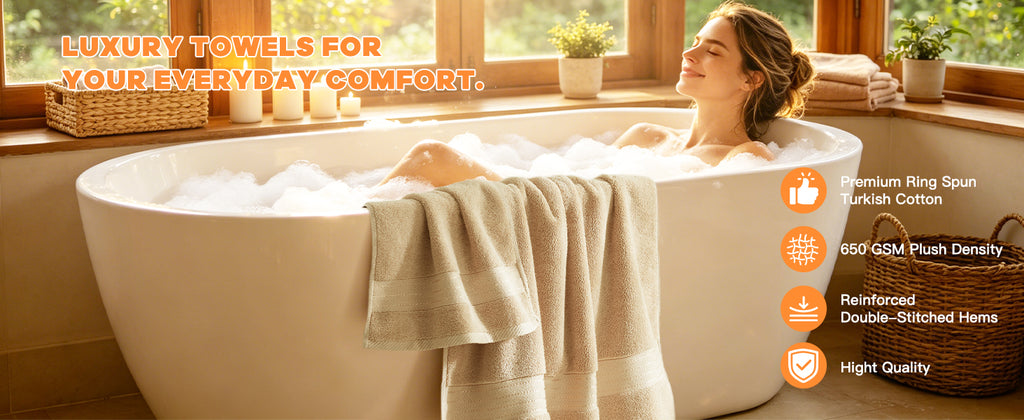 Beige Bathroom Towel Set 6Pcs