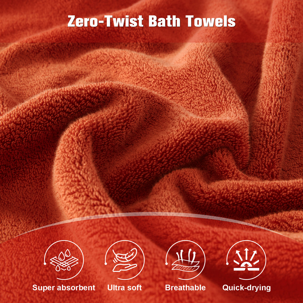 Burnt Orange 4 Piece Luxury Bath Towels