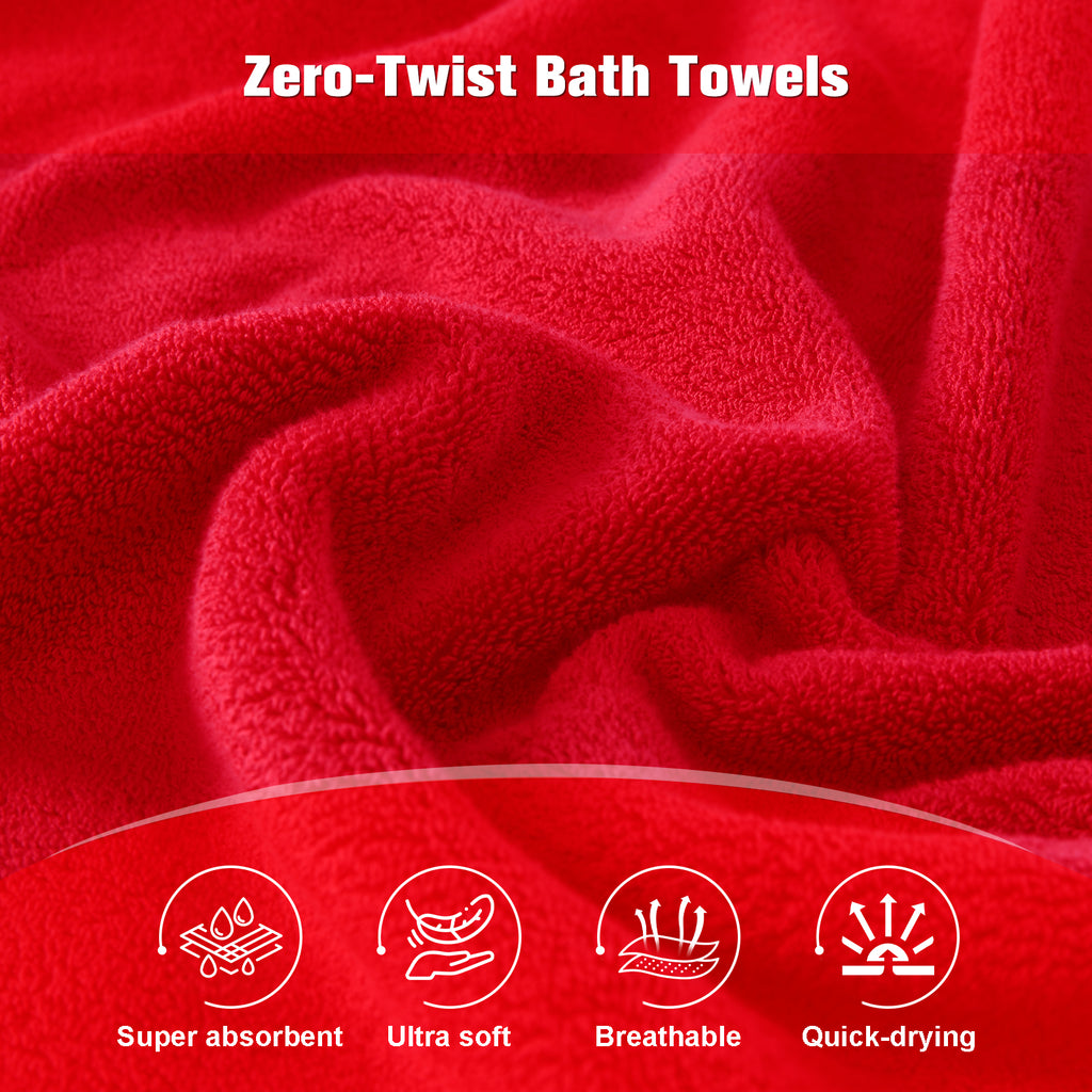 Red 4 Piece Luxury Bath Towels