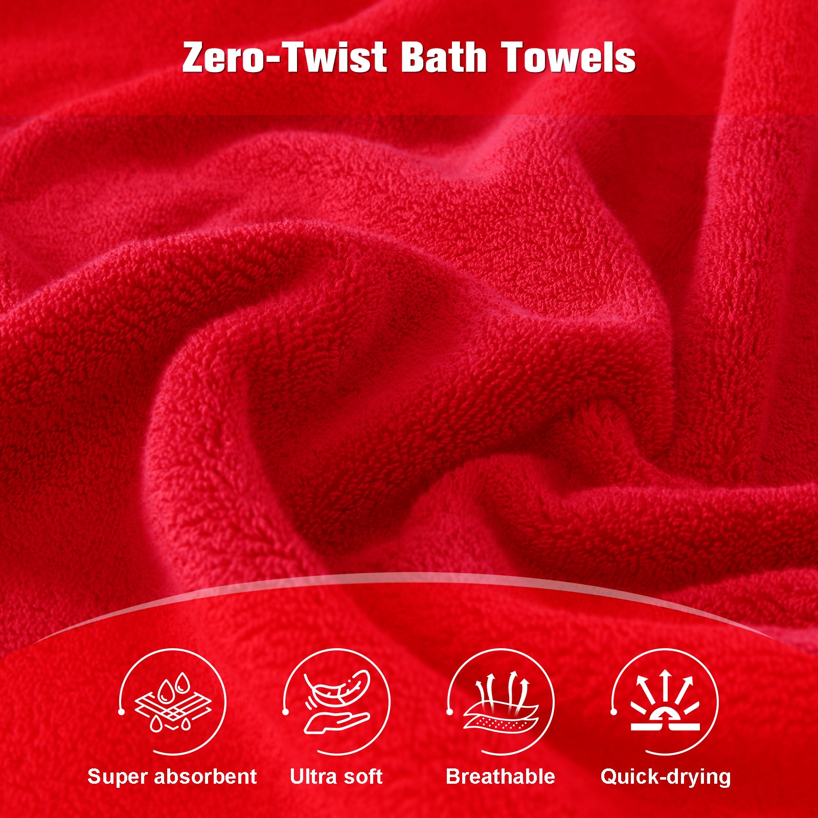 Red 4 Piece Luxury Bath Towels