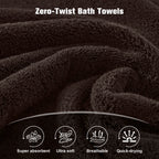 COZYART Luxury Bath Towels 4 PCS, 27x54 650 GSM Turkish Cotton, Brown