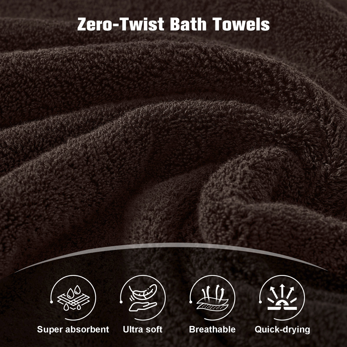 COZYART Luxury Bath Towels 4 PCS, 27x54 650 GSM Turkish Cotton, Brown