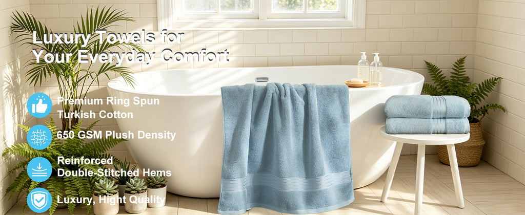 Light Blue Towel Sets for Bathroom 6Pcs
