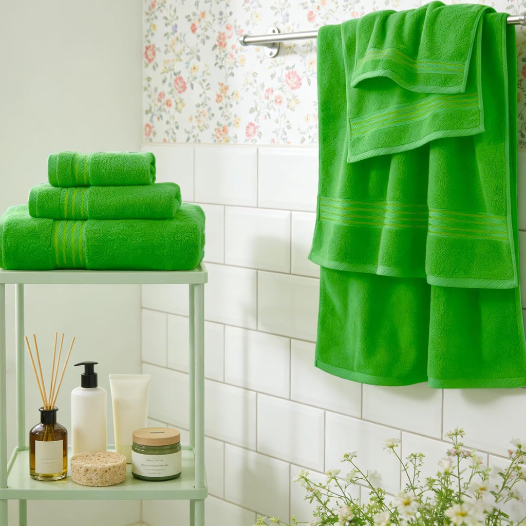 Green-classic Green Bath Towels for Bathroom 6 Pcs