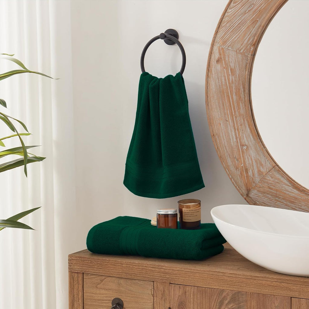 Dark Green Bath Towel Set 6Pcs