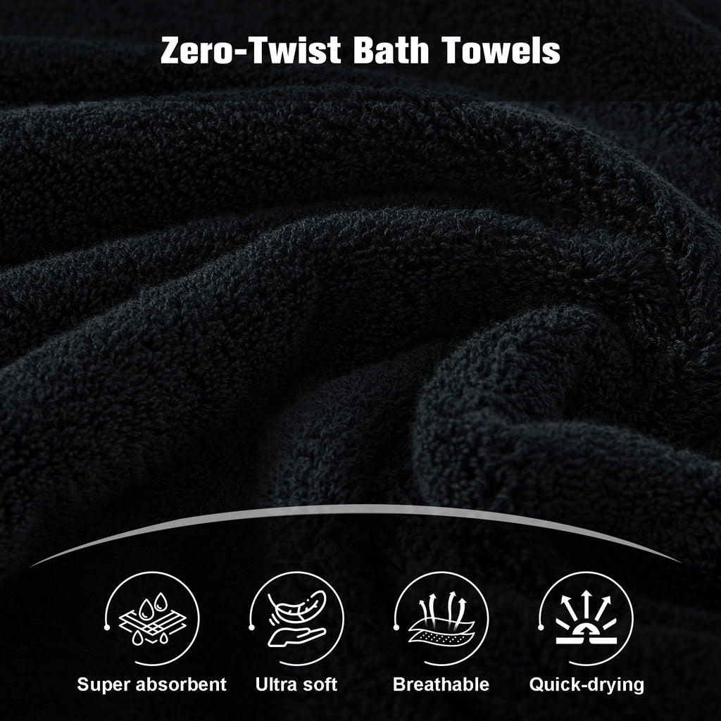 Black 4 Piece Luxury Bath Towels