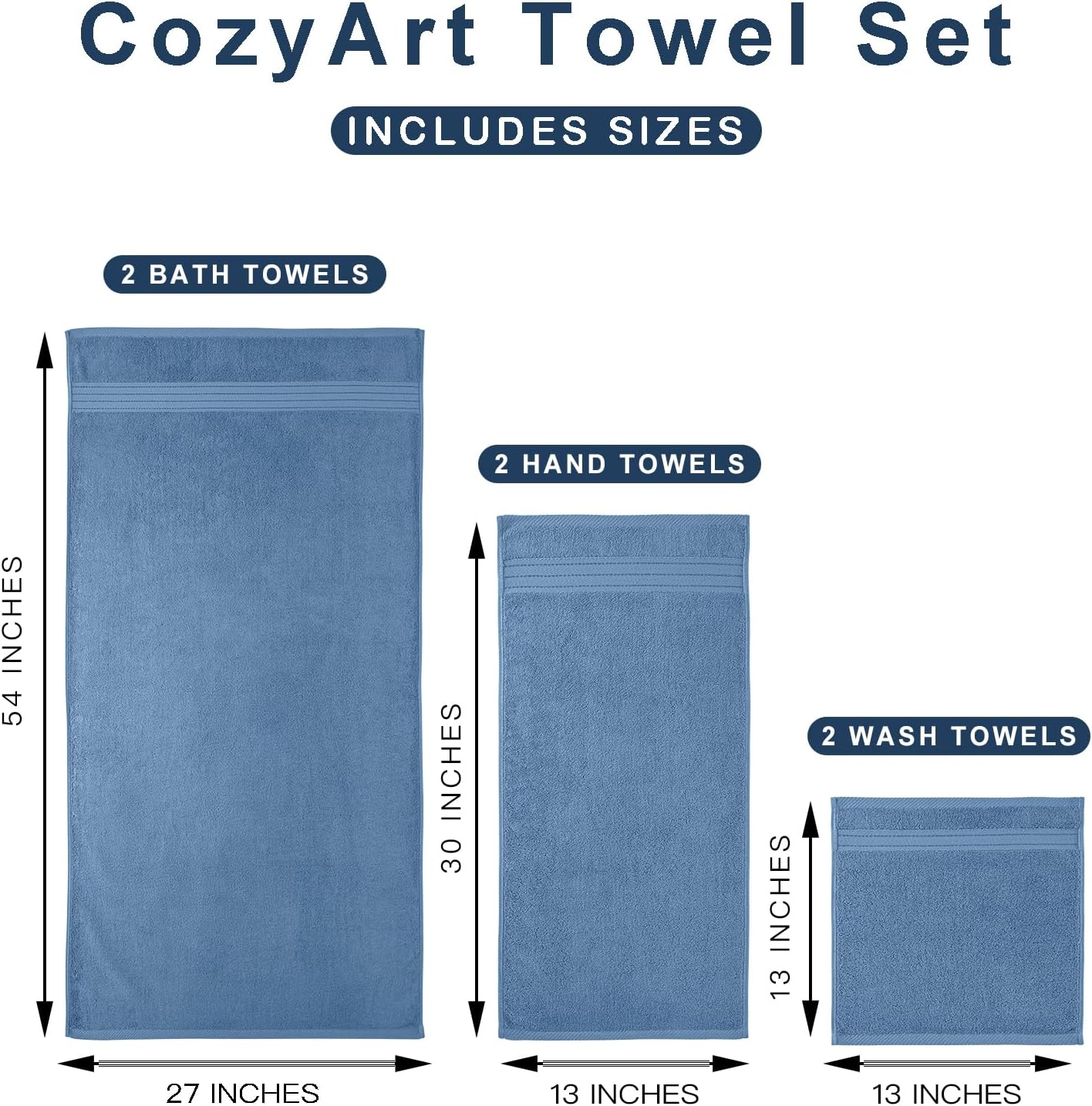 Denim Blue Bath 6 Piece Towel Set