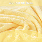 4 Piece Luxury Bath Towels  Grey+Yellow