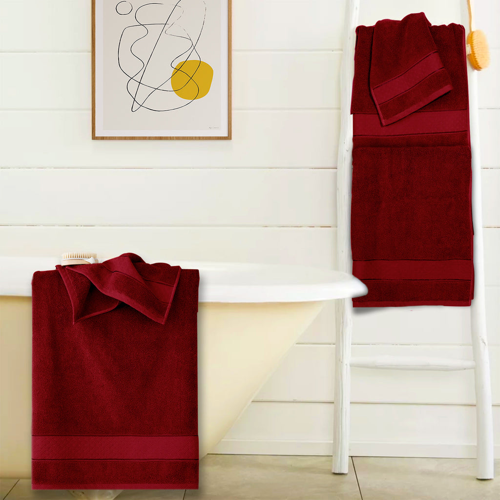 Cherry Red Bath Towel Set 6 Piece