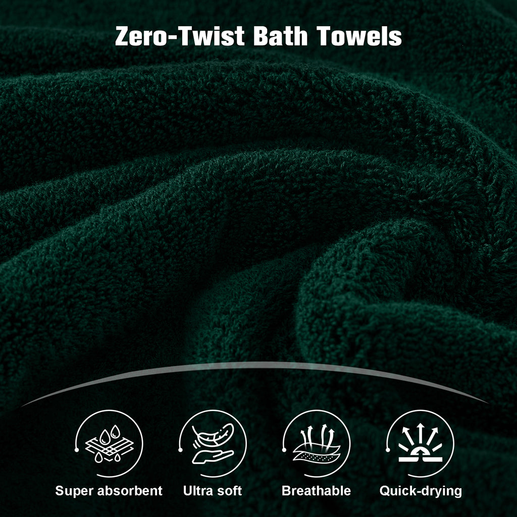 Dark Green 4 Piece Luxury Bath Towel