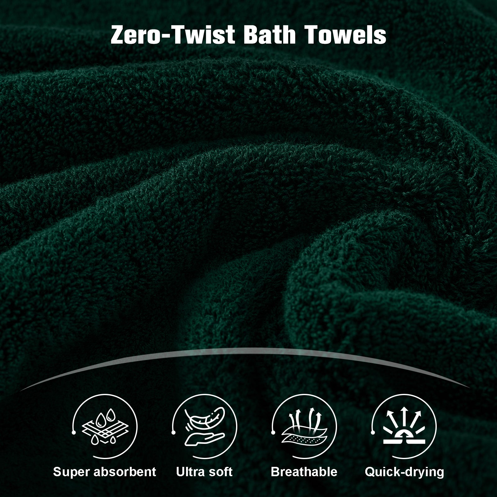 Dark Green 4 Piece Luxury Bath Towel