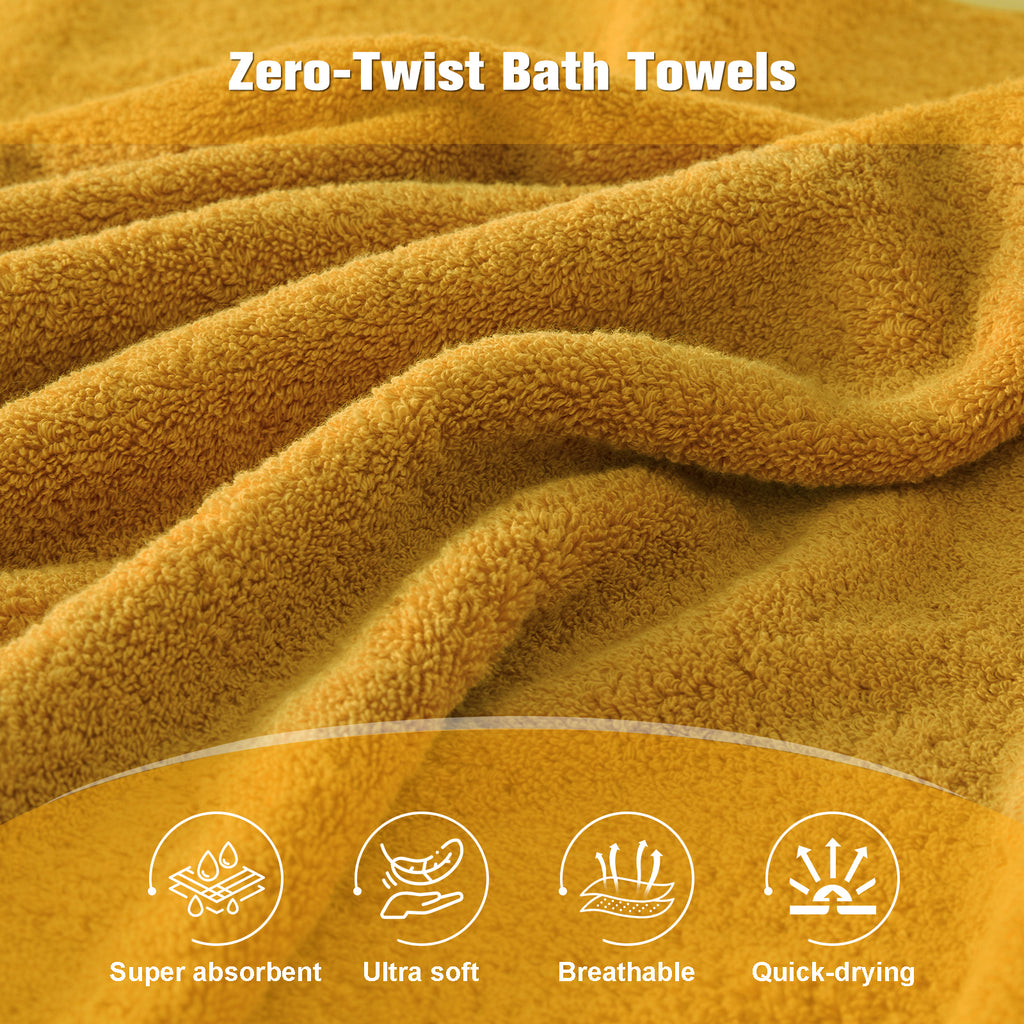 Gold 4 Piece Luxury Bath Towels