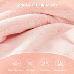 Pink+Light Blue 4 Piece Luxury Bath Towels