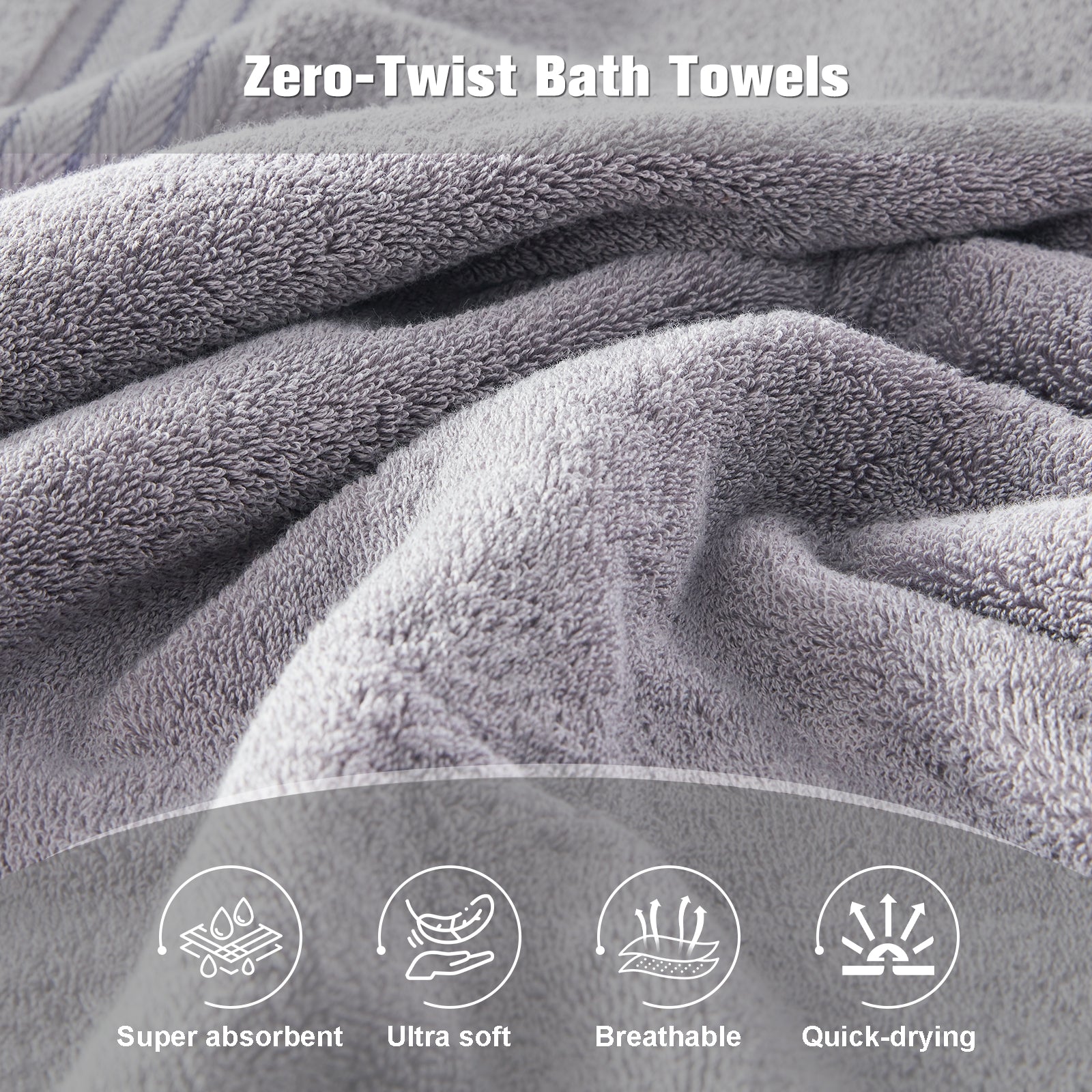 Ultimate Gray 4 Piece Luxury Bath Towels