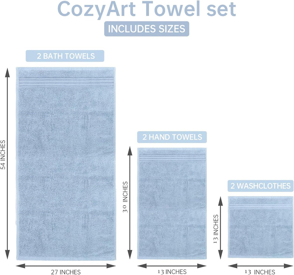 Light Blue Towel Sets for Bathroom 6Pcs