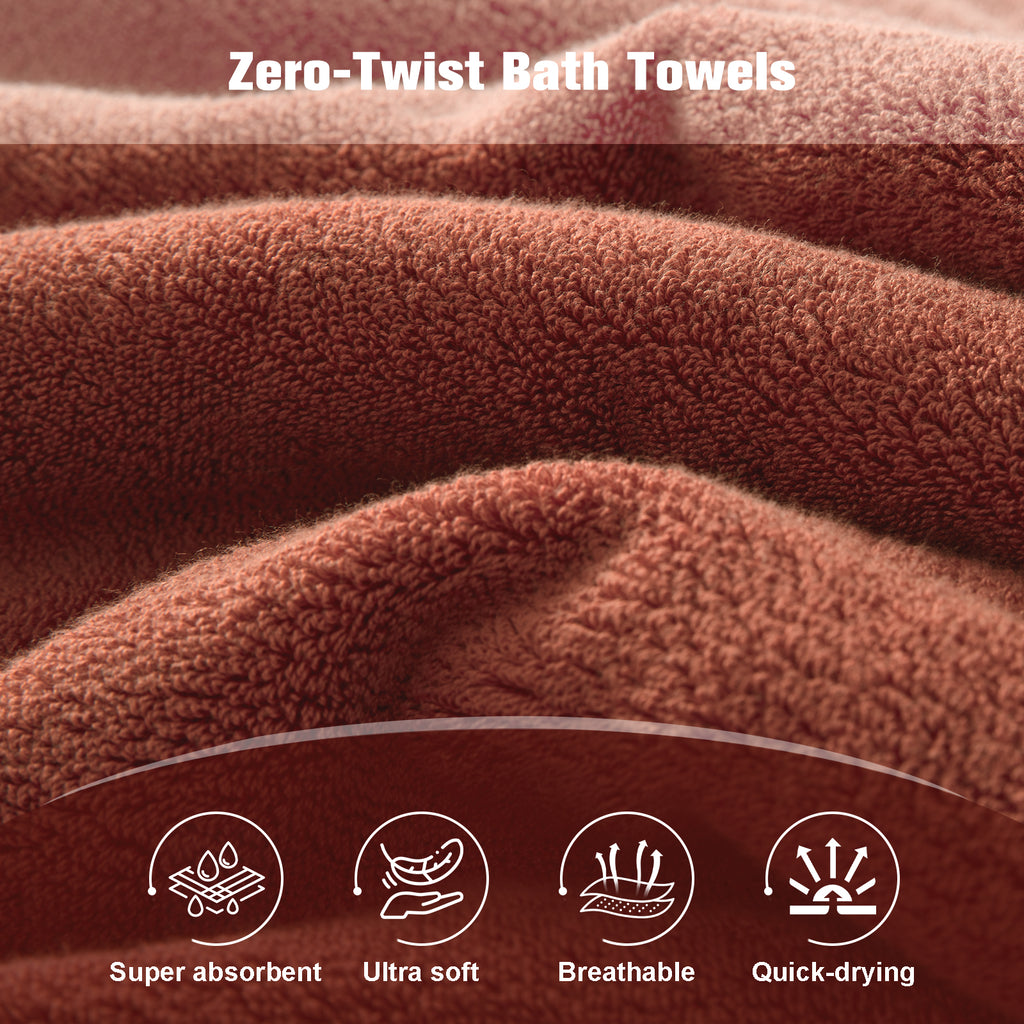 Orange- Terracotta Orange Bath Towel Set 6 Piece