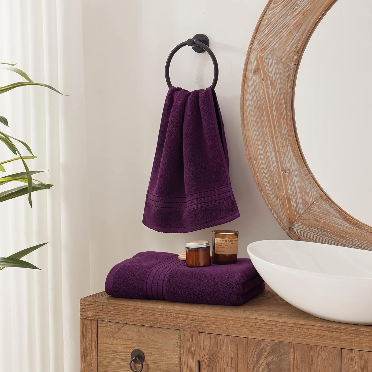 Honey Flower Purple Bath 6 Piece Towel Set
