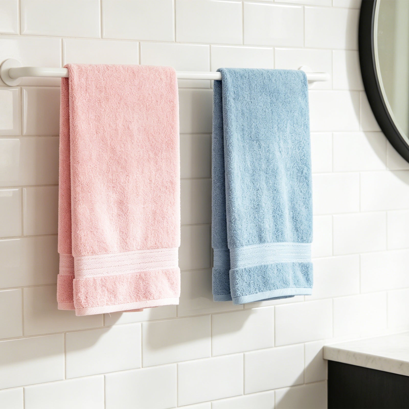 Pink+Light Blue 4 Piece Luxury Bath Towels
