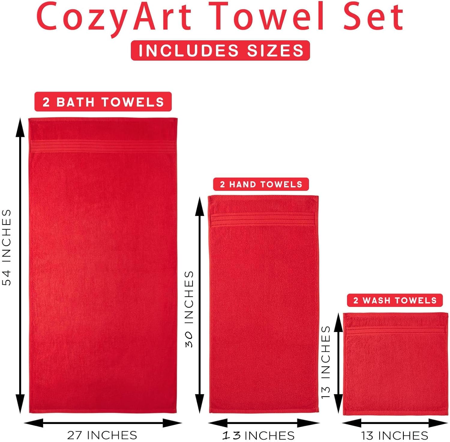 Red Bath 6 Piece Towel Set