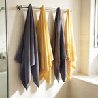 4 Piece Luxury Bath Towels  Grey+Yellow