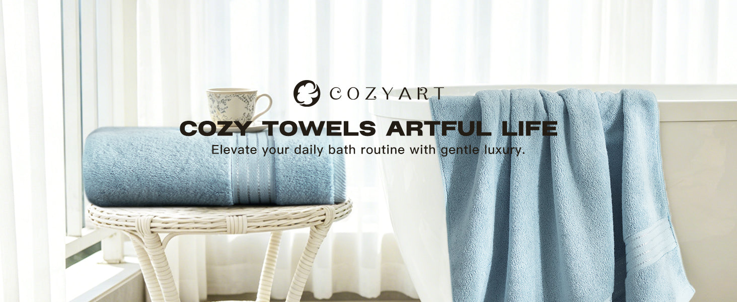 Light Blue Towel Sets for Bathroom 6Pcs