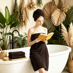 COZYART Luxury Bath Towels 4 PCS, 27x54 650 GSM Turkish Cotton, Brown