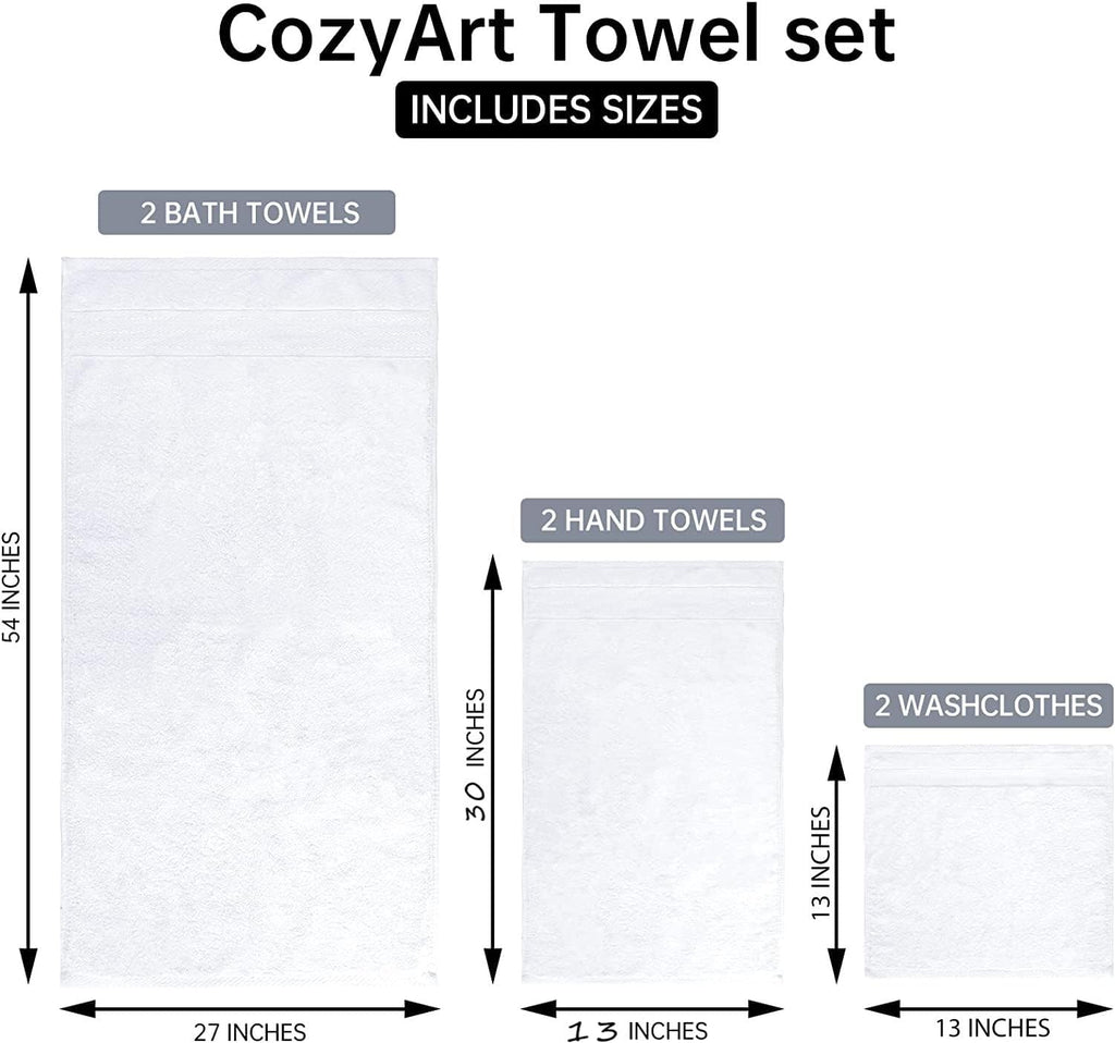 White Bath 6 Piece Towel Set