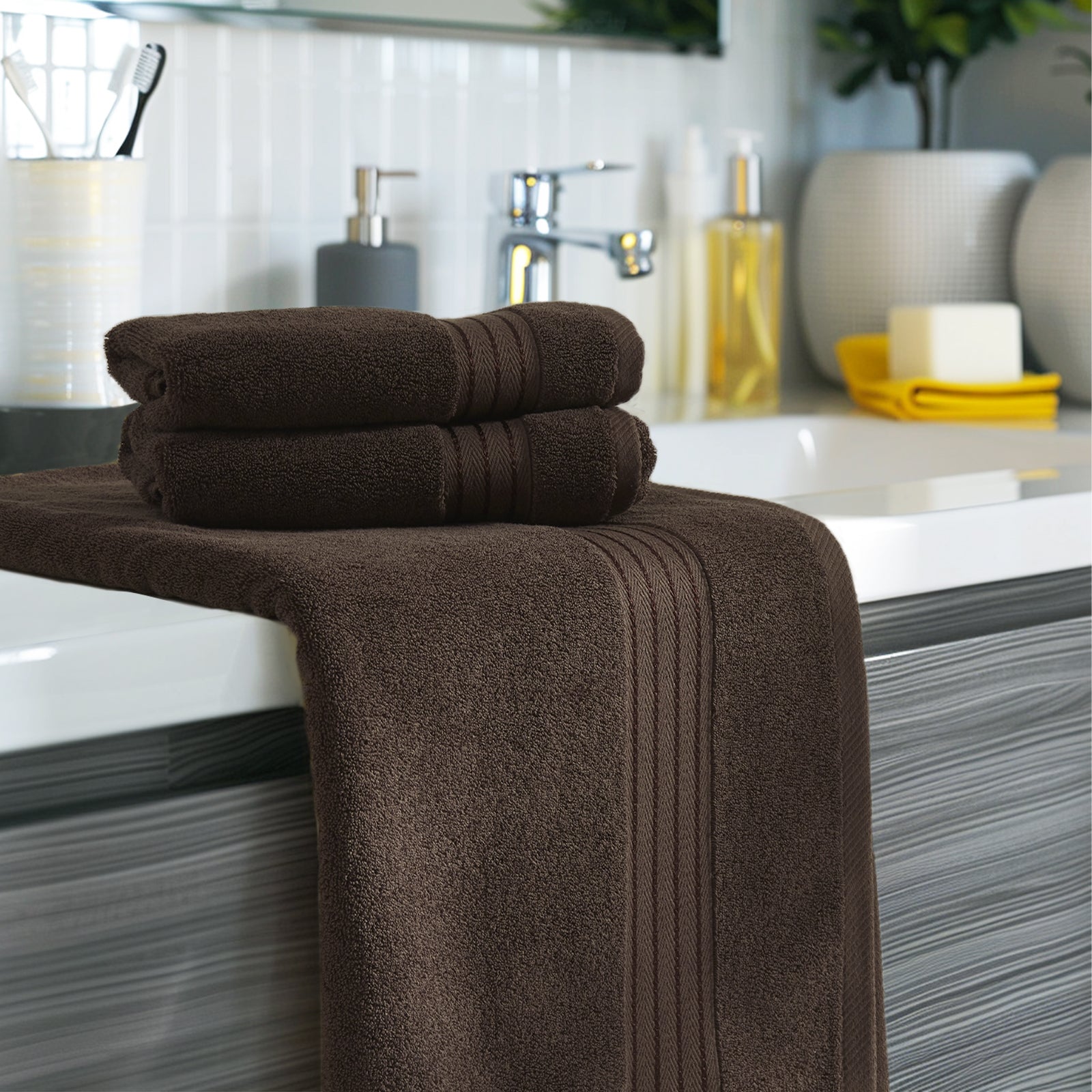 Brown Bath 6 Piece Towel Set