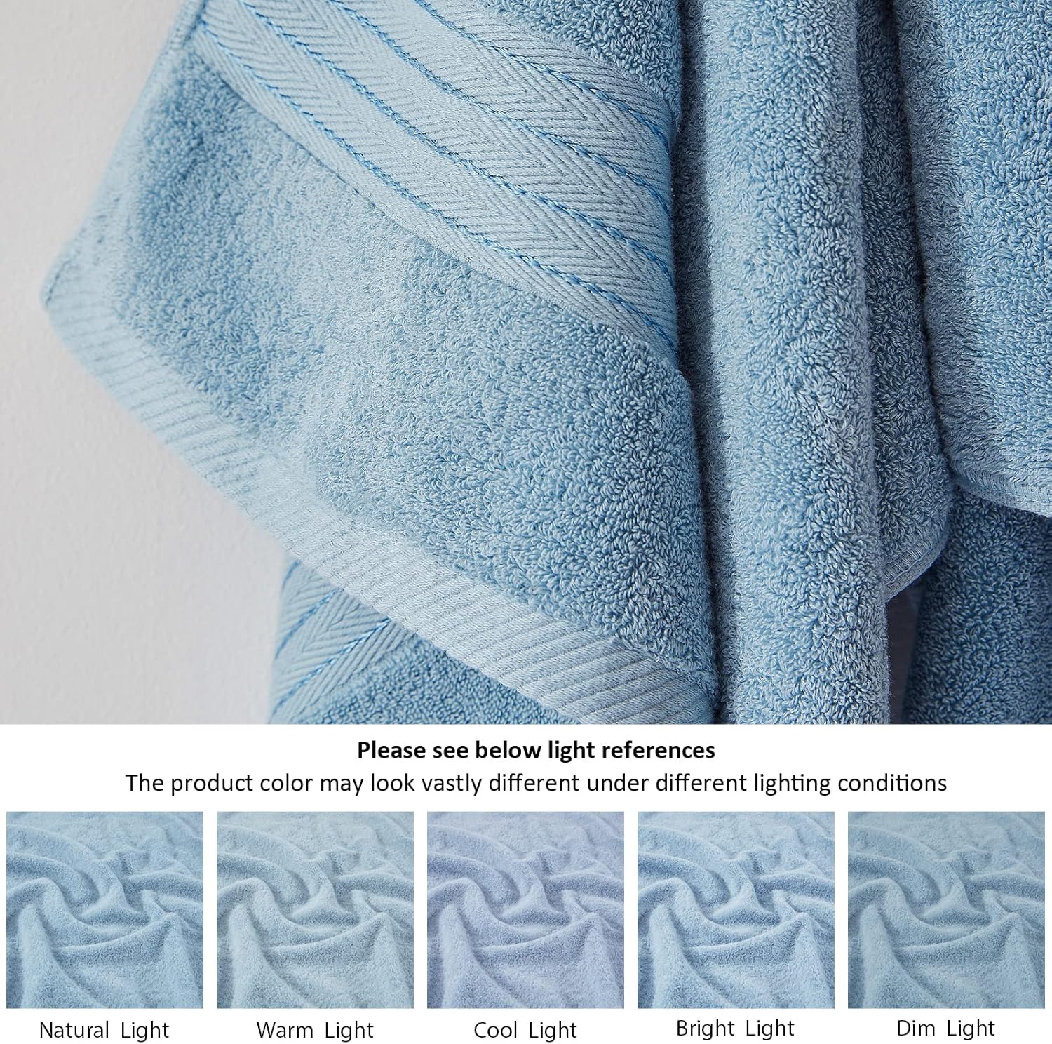 Light Blue Towel Sets for Bathroom 6Pcs