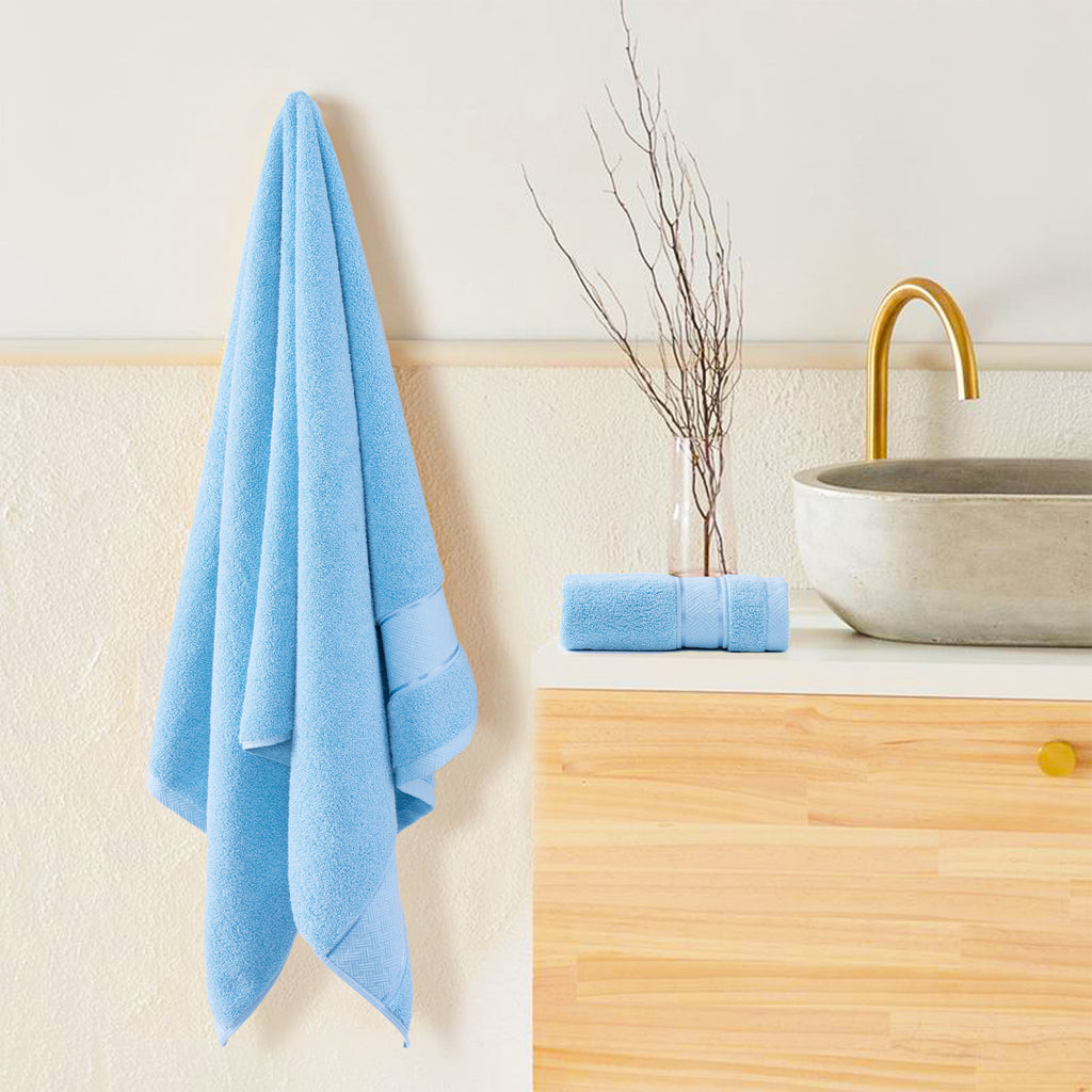 Light Blue Bath Towels Set 6 Piece