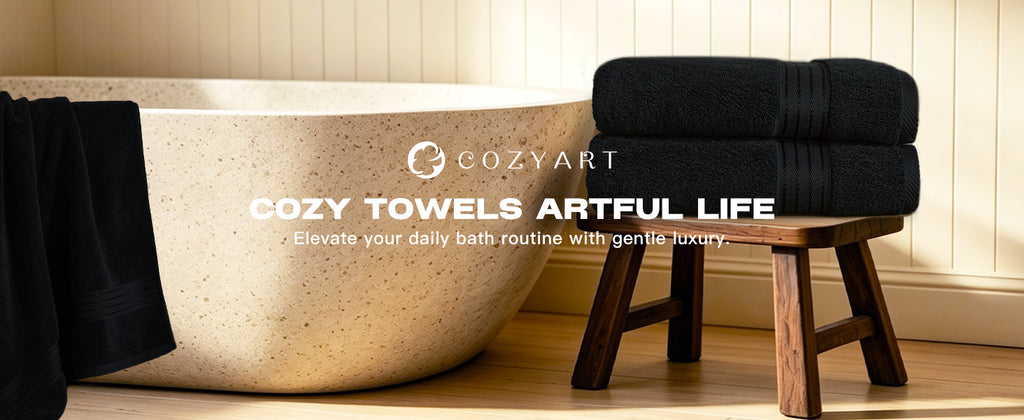 Black Bathroom Towel Sets 6Pcs