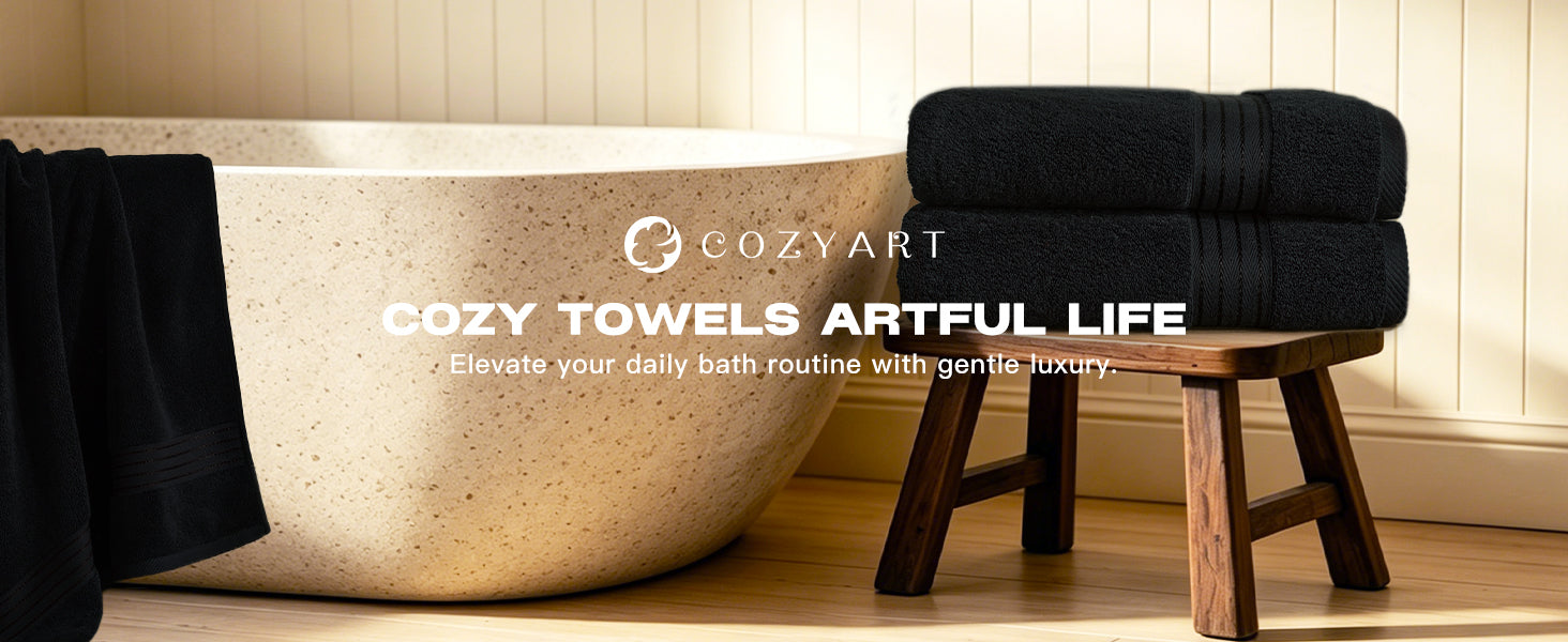 Black Bathroom Towel Sets 6Pcs
