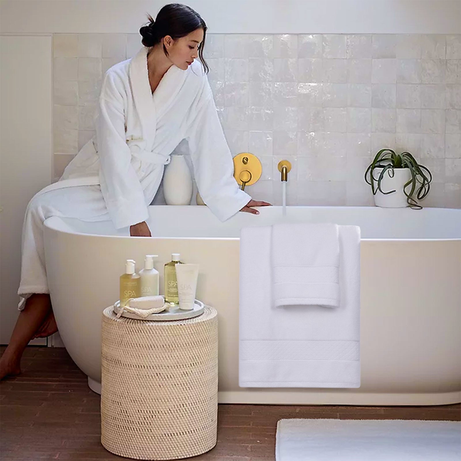 White Bath Towels Set 6 Piece