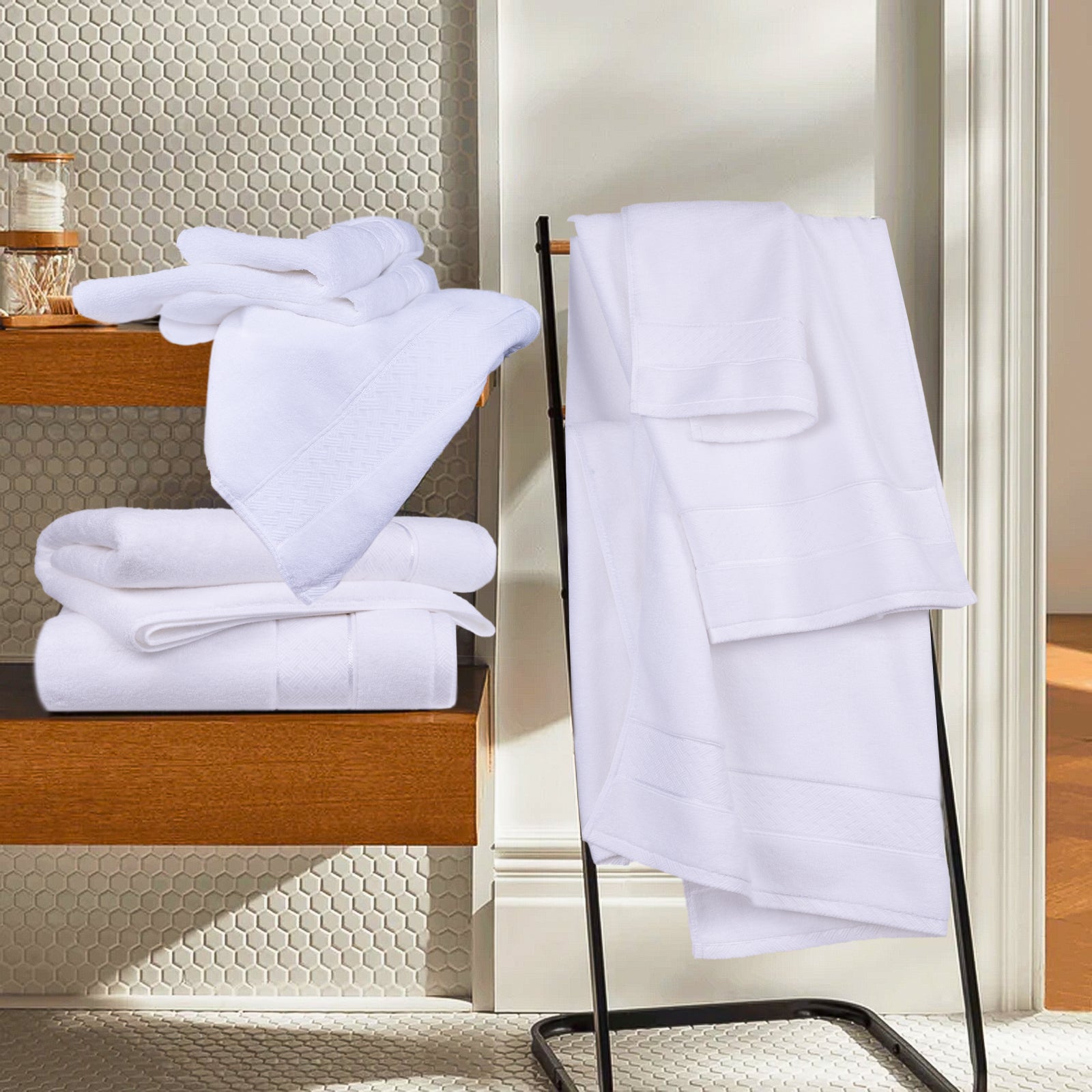 White Bath Towels Set 6 Piece