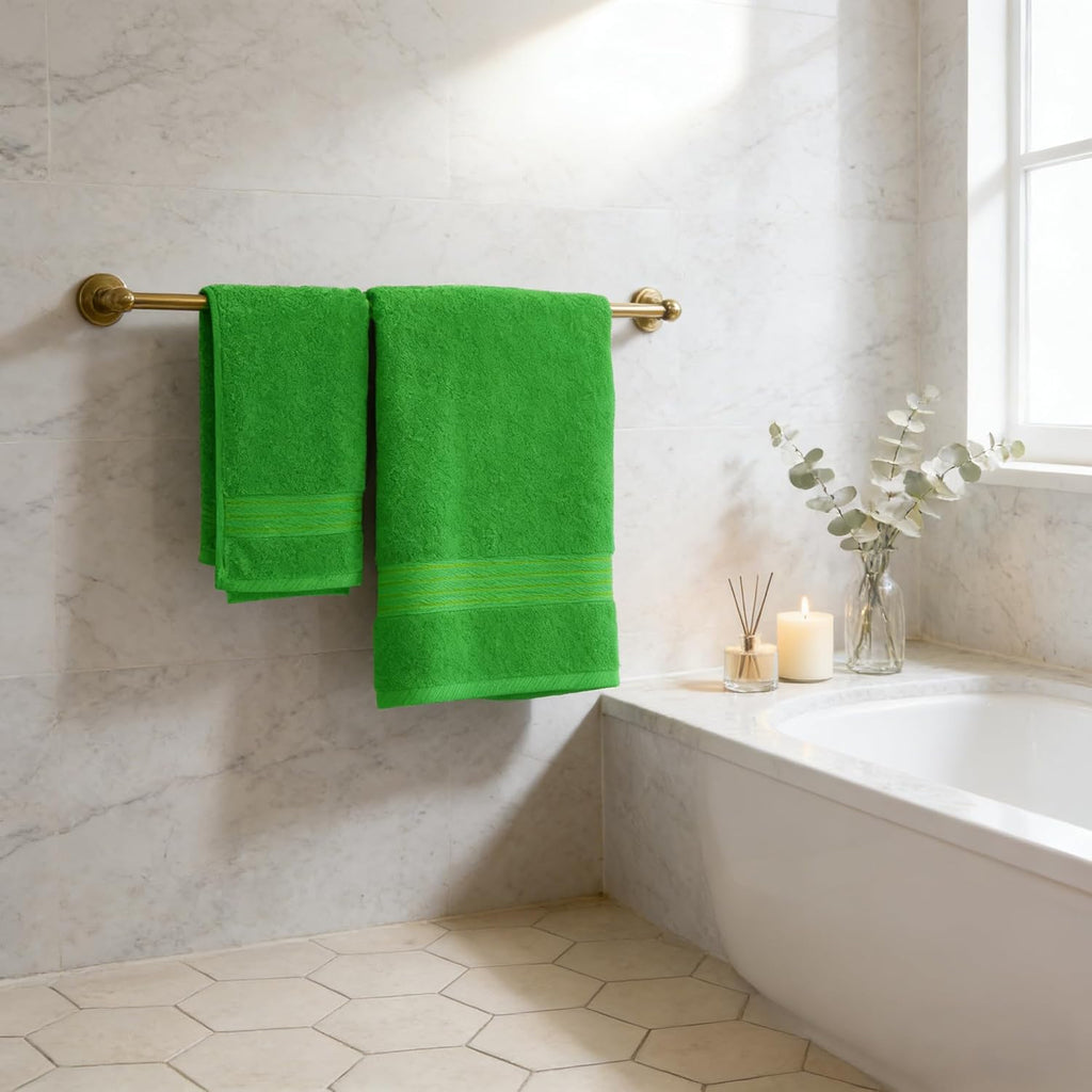 Green-classic Green Bath Towels for Bathroom 6 Pcs