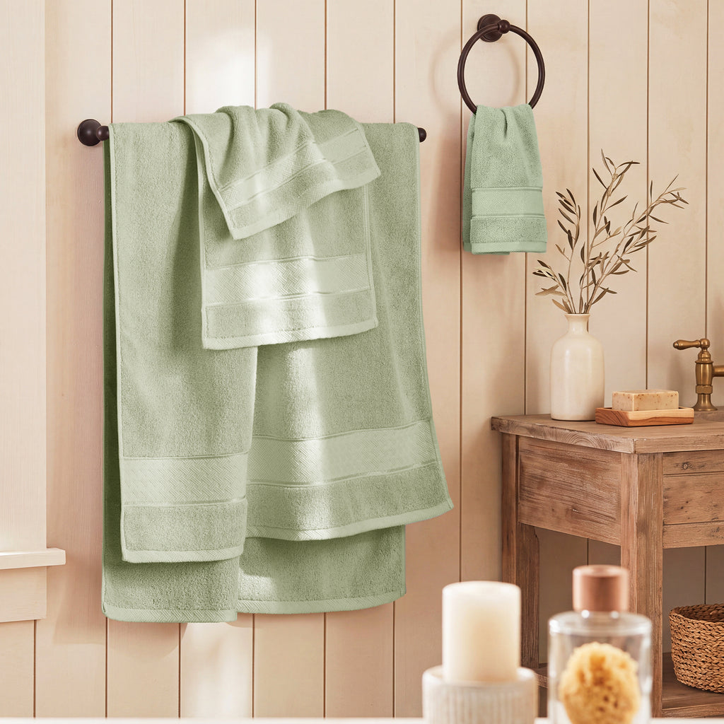 Sage Green Bath Towels Set 6 Piece