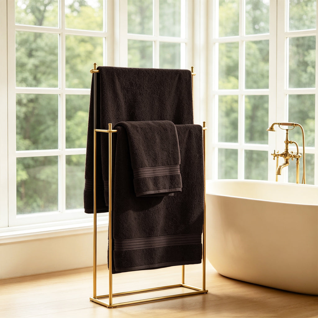 COZYART Luxury Bath Towels 4 PCS, 27x54 650 GSM Turkish Cotton, Brown