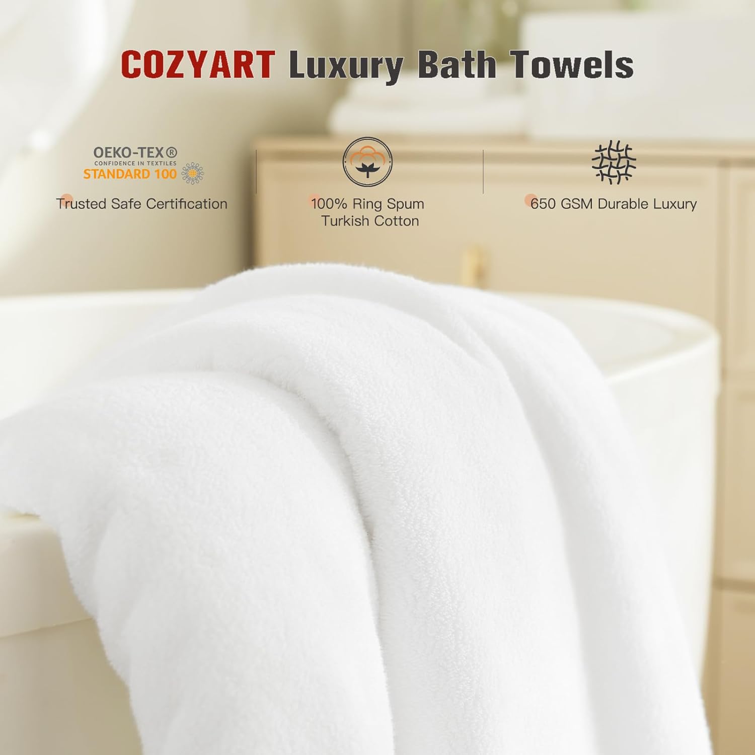 White Bath 6 Piece Towel Set